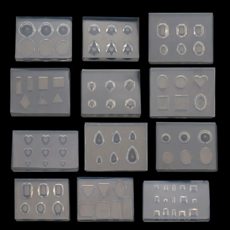 

12 шт. мини-граненые алмазные Кристаллы Форма из смолы в форме сердца овальной квадратной формы круглые драгоценные камни шаблоны для дизайн...