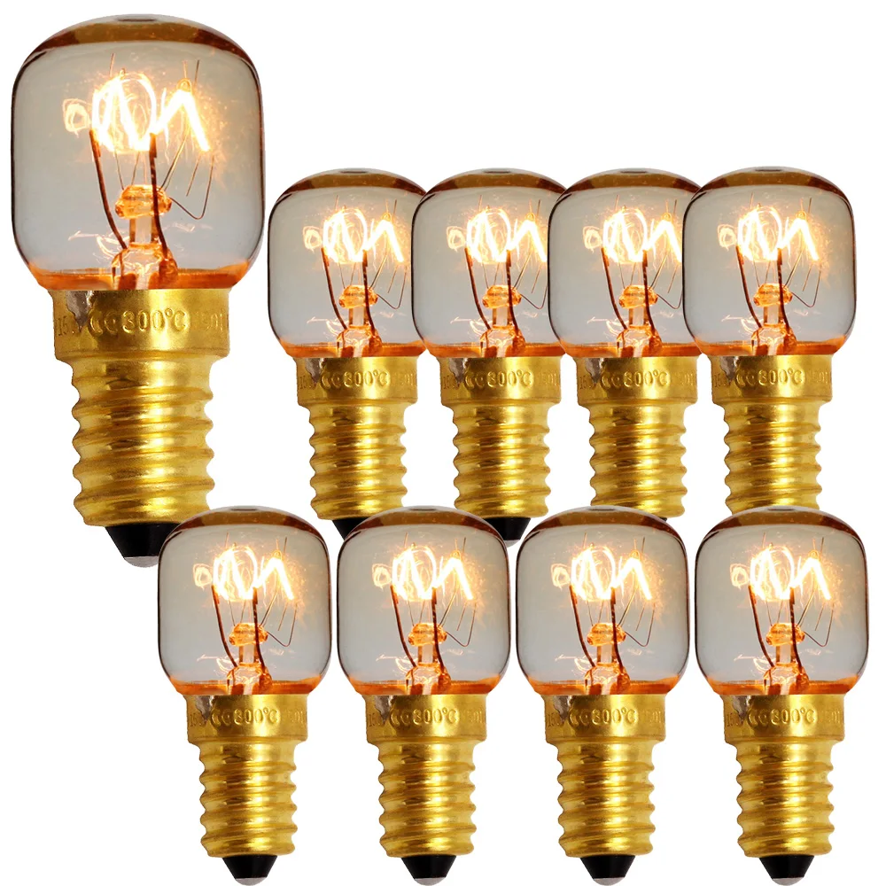

10-Pack SES E14 Oven Bulb Screw Cap Pygmy Lamps 300 Degrees 15W 25W 230V Microwave Oven Rated Toaster Steam Light Bulb Salt Lamp
