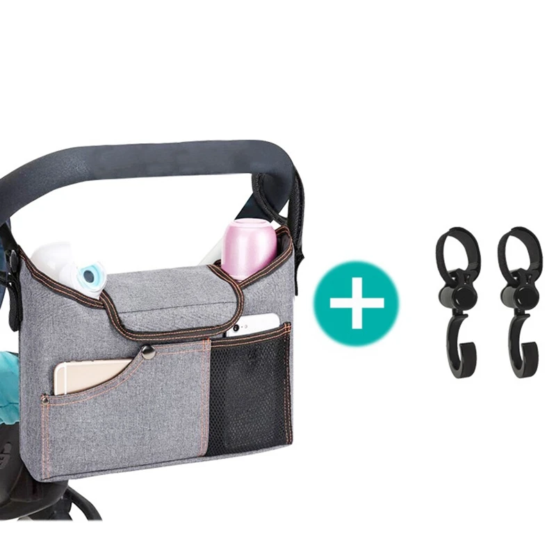 

Universal Stroller Storage Bag and Stroller Hook Combination Set Stroller Universal Accessories Black Hanging Bag Hook