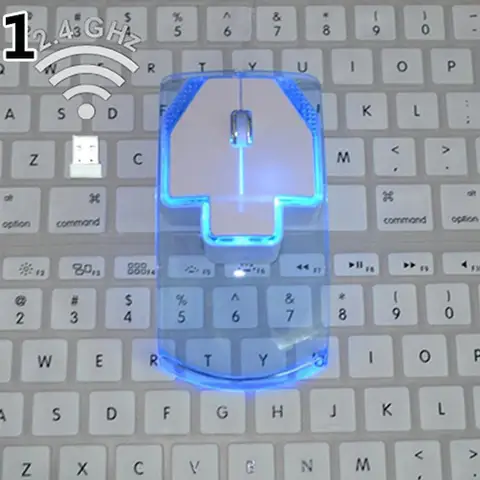Креативный ультратонкий прозрачный 2,4 ГГц беспроводной оптический мышка с подсветкой для ПК, ноутбука