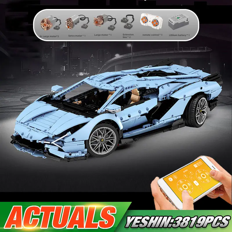 Yeshin 1: 8 APP моторизованная техническая модель автомобиля совместимая с 42115