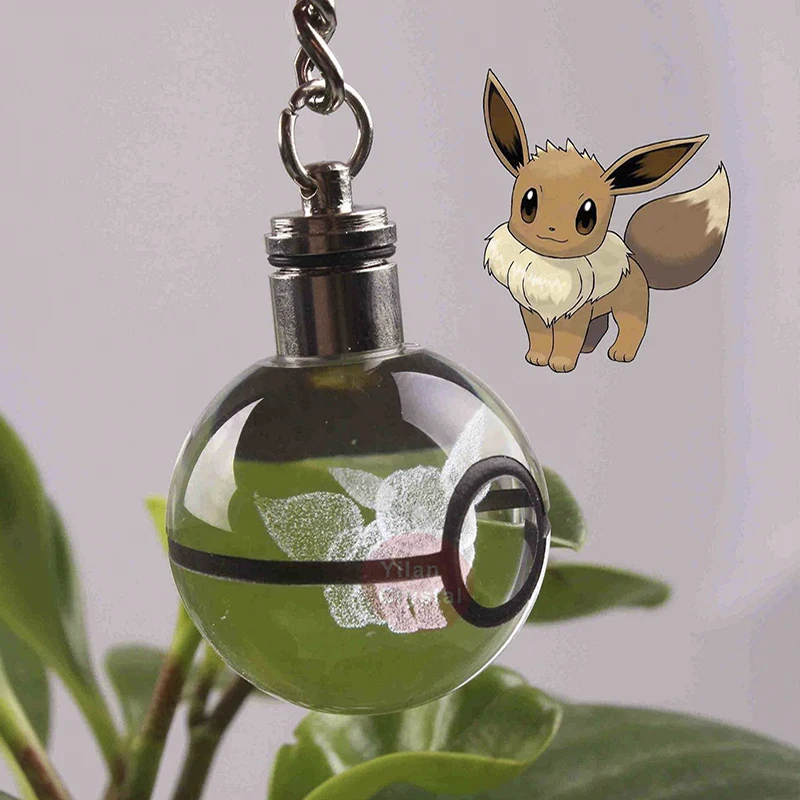 Eevee Модная одежда по индивидуальному заказу; обувь с украшением в виде кристаллов брелок с покемоном Подарочный Хрустальный светодиод брелок с покемоном - Цвет: Eevee