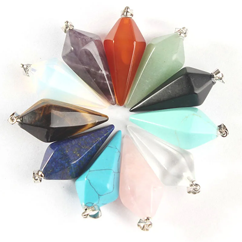 

Reiki Healing Pendulums Radiesthesia Natural Stones Pendant Amulet Crystal Pendulum for Men Women Pendulos Small Size Fashion