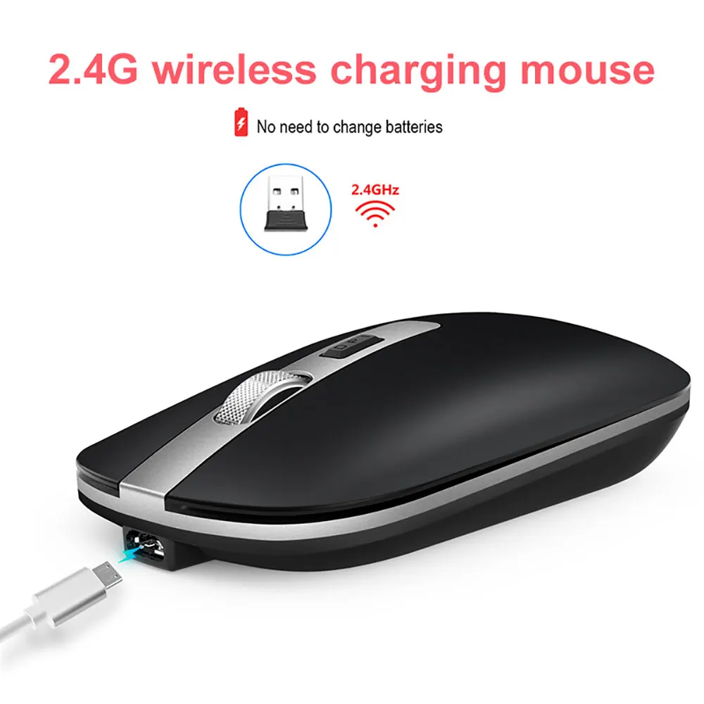 

Wireless 2.4G Rechargeable Charging Mouse Ultra-Thin Silent Mute Opto-electronic Wireless Office Notebook Mice For Home Office
