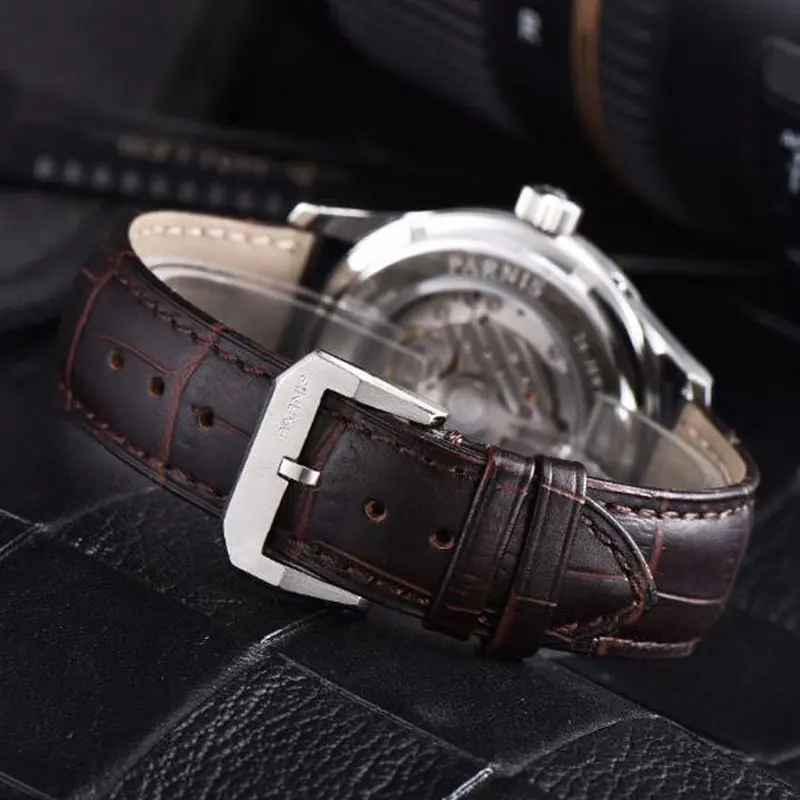 Парнис 43 мм Для мужчин роскошный лучший бренд класса люкс автоматические часы