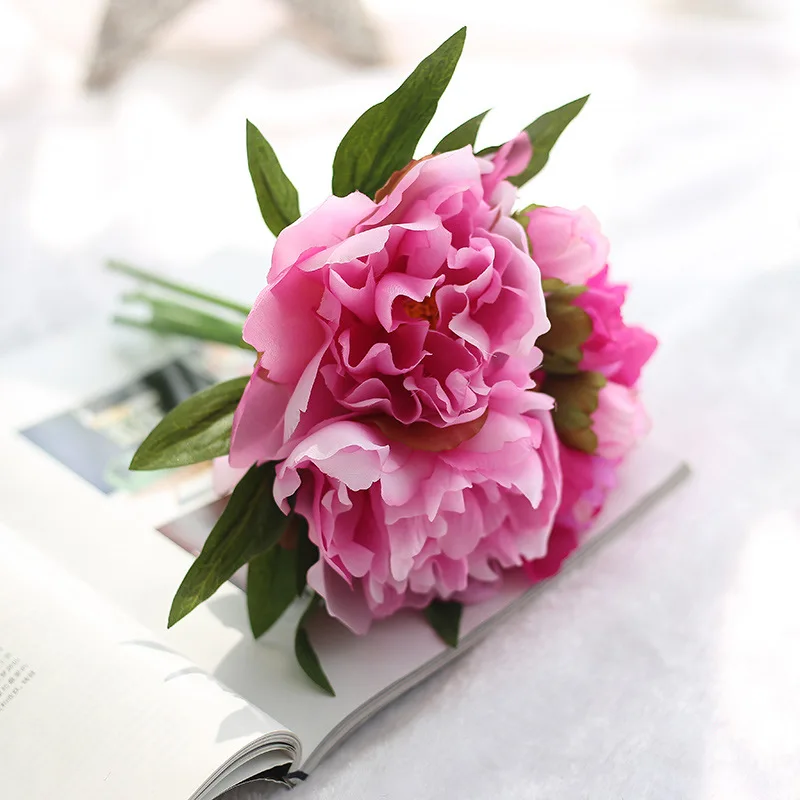 

Simulation Peony Bouquet Artificial silk Flowers Decoration Home Wedding Bride Holding Flower Bundle Peony Bouquet