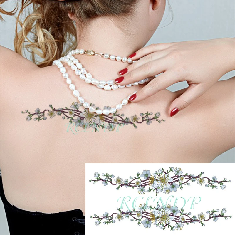 Водостойкая Временная тату-наклейка цветок маленький свежий персика