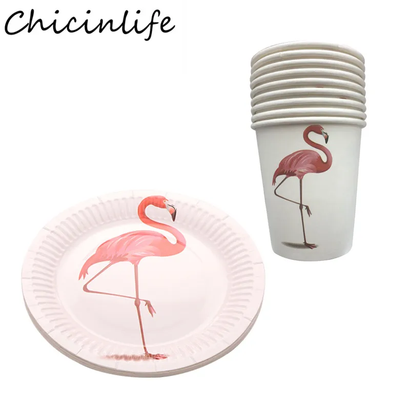 

Chicinlife 10Pcs Flamingo Disposable Tableware Paper Plates Cups Baby Showe Wedding Birthday Summer Party Decoration Supplies