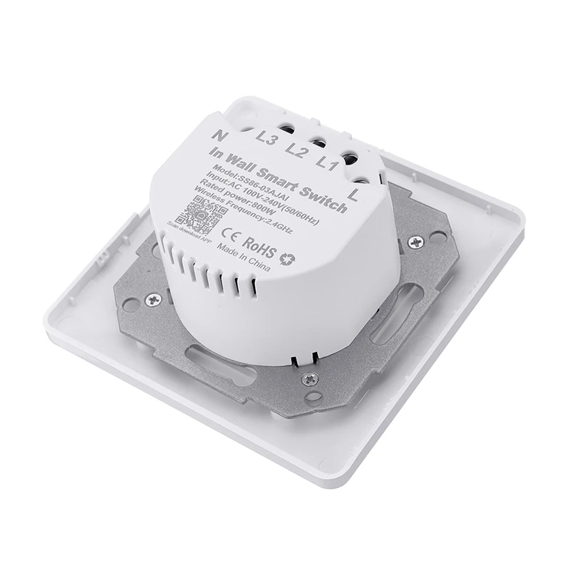 

MoesHouse WS-EUY3-W EU Standard 3 Gang Smart Push Button Switch Smart Life Wireless Remote Control Work Alexa Google Home