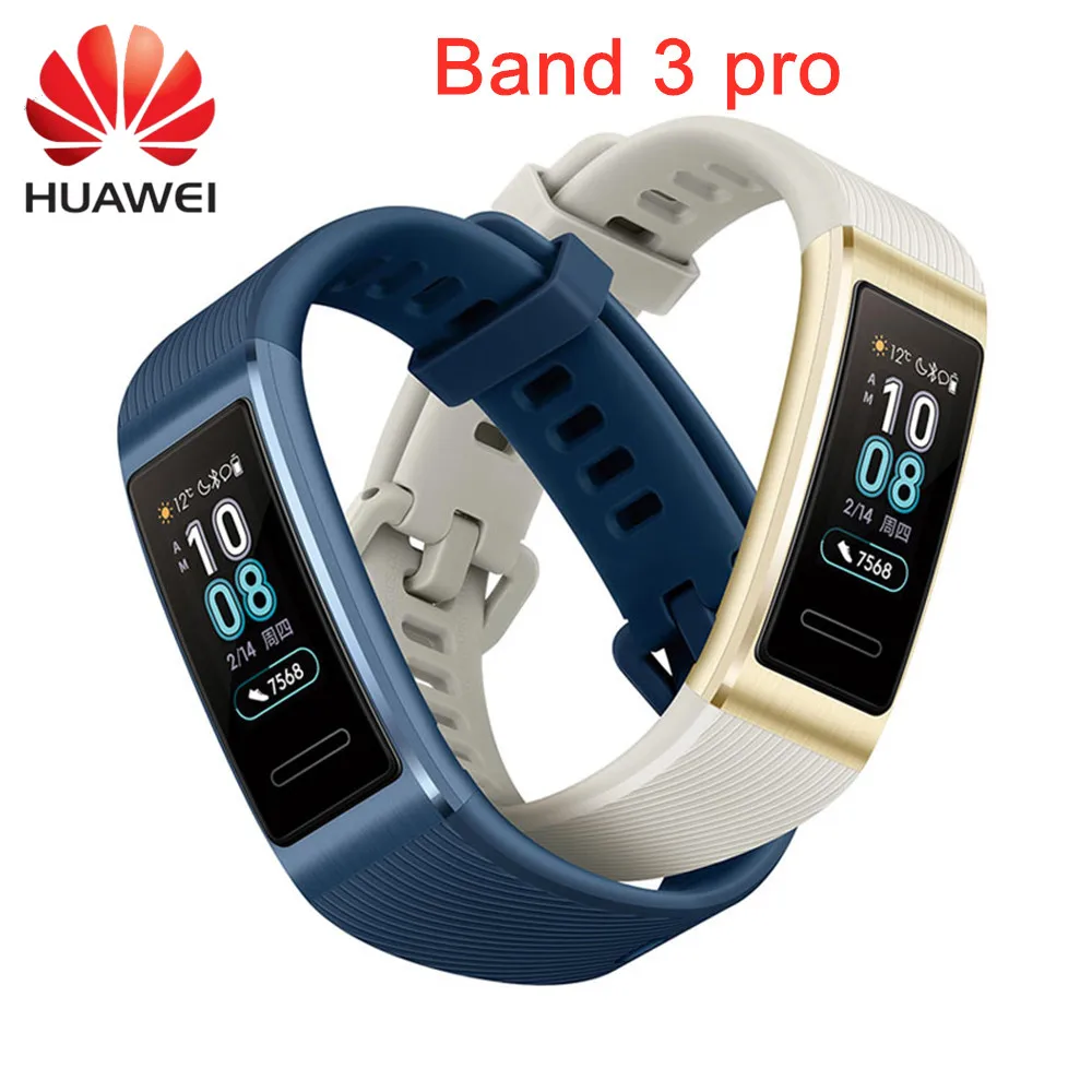huawei Band 3 Pro gps Amoled 0,95 'Полноцветный Сенсорный Водонепроницаемый металлический браслет с датчиком сердечного ритма