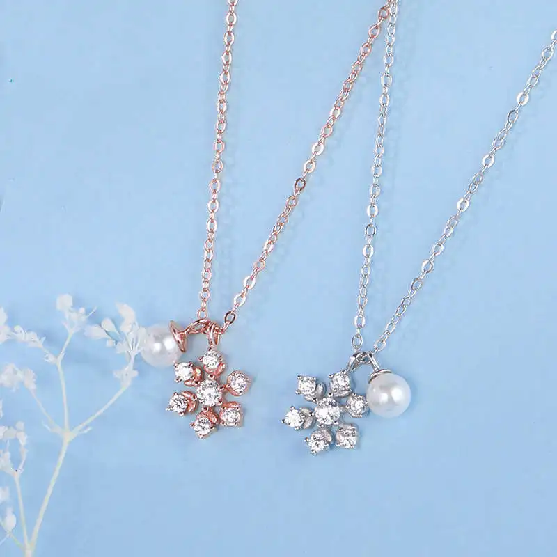 

PONYKISS Real S925 Solid Sterling silver snowflake Zircon Pendant Necklace Chain Women Party Fine Accessory Birthday Chic Gift