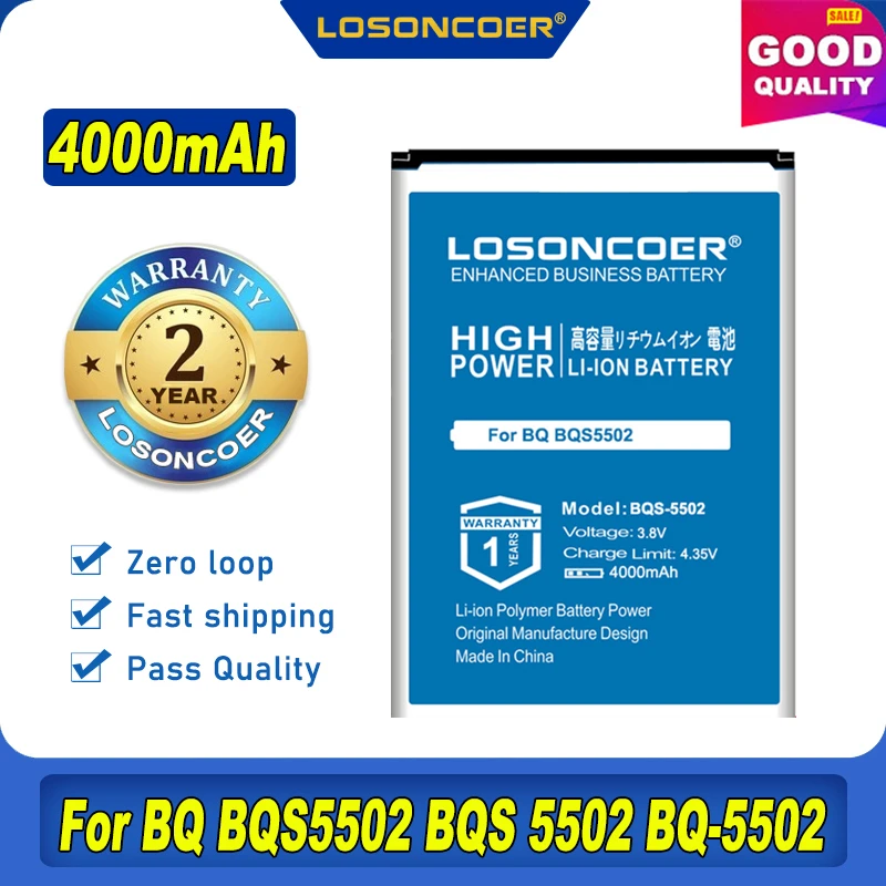 100% Оригинальный аккумулятор LOSONCOER BQS-5502 4000 мА · ч для BQ BQS 5502 BQS5502 BQ-5502 HAMMER |