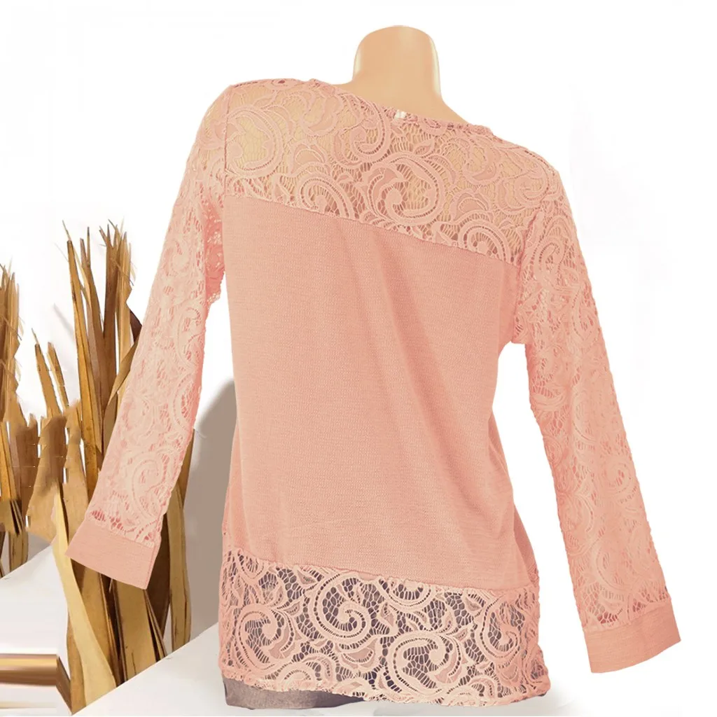 Большие размеры White женские белые блузки с длинным рукавом шифоновое кружево