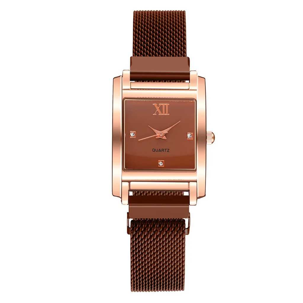 

Temperament magnetic buckle net red casual quartz ladies watch creative rose gold square dial all-match watch