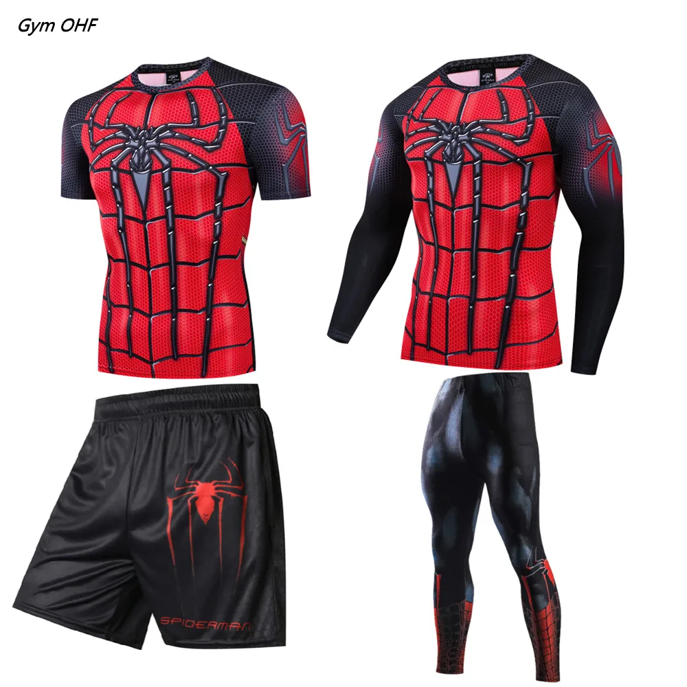 

Men Sets BJJ MMA Rashguard Men Sport Suits Superhero 3D Fitness Boxing Sets Muay Thai MMA Fightwear Gym Bodybuild Running