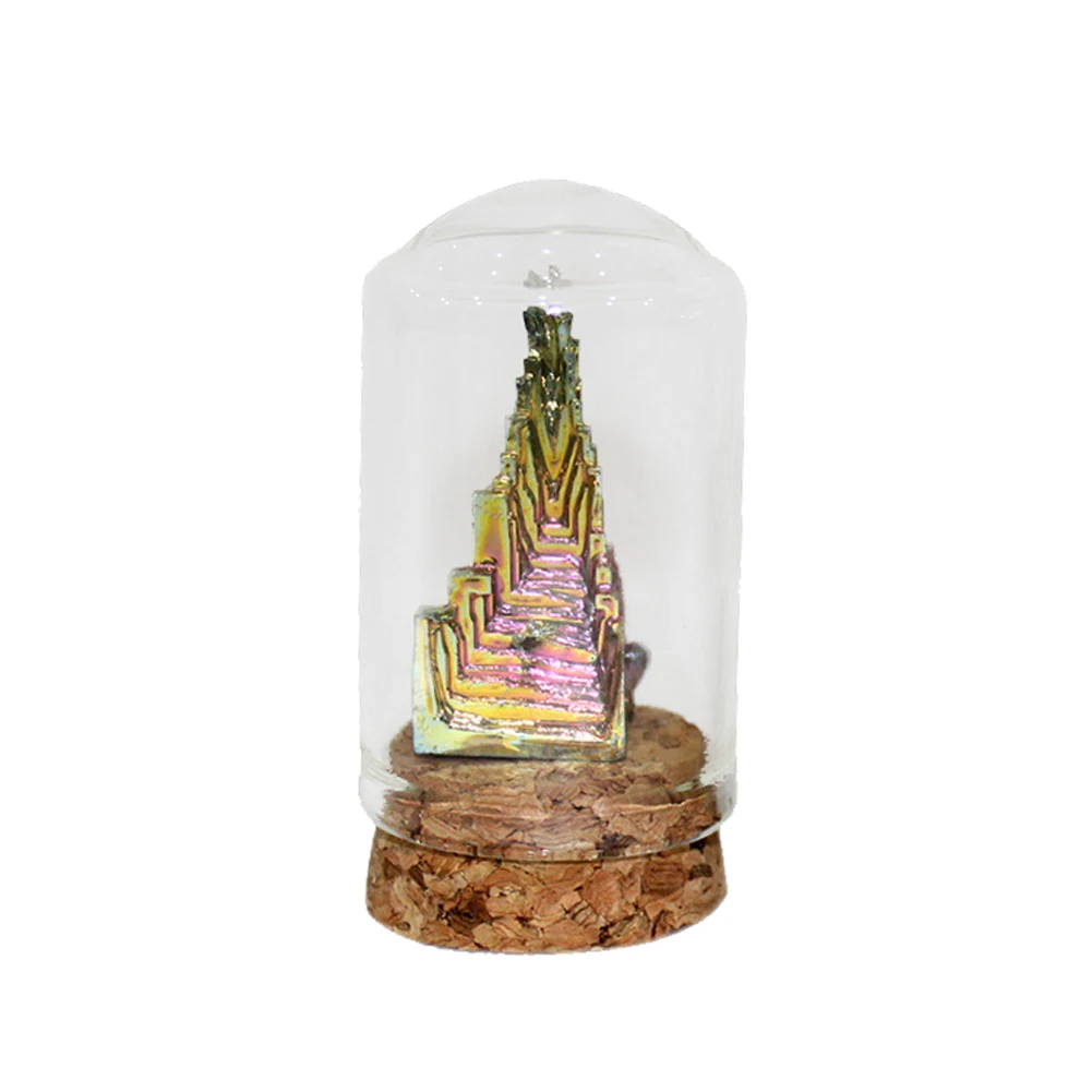 Хрустальный мини Радужный бимут коллекционный минеральный образец конусная