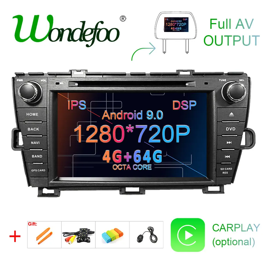 DSP ips 4G 64G Android 9,0 Авто радио gps для Toyota Prius 2009-2013 DVD плеер 8 ядерный Навигация стерео мультимедиа головное устройство