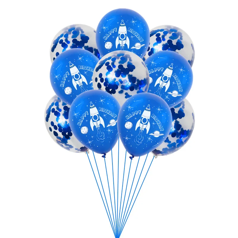 Космонавты и ракеты латексные воздушные шары с солнечной системой конфетти