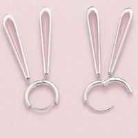 fashion 925 sterling silver pink rabbit ears dangle earrings for women girls earrings cute earrings party birthday gifts jewelry
