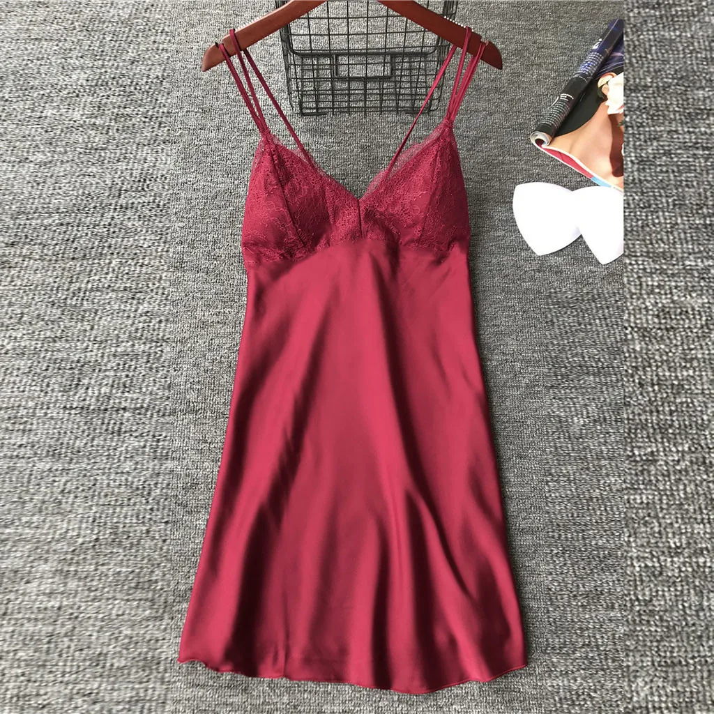 

Женское шелковое кружевное сексуальное ночное платье на бретельках, сексуальная ночная рубашка, женское нижнее белье babydoll, ночная рубашка, ...