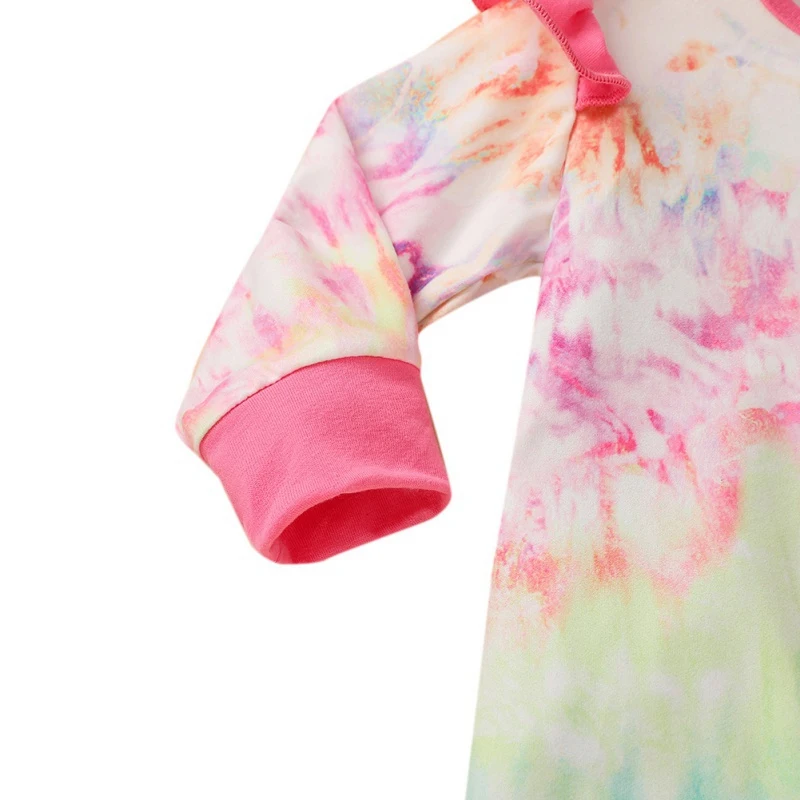 

Autumn Baby Boy Clothes Long Sleeve Baby Tie Dye Ruffles Romper Newborn Cotton Baby Girls Knitted Jumpsuit Infant Clothes#1