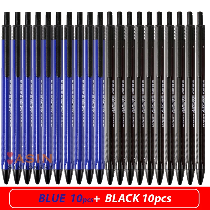 10blue and 10 black M&G, 40 шт., 0,7 мм, черная шариковая масляная ручка, пластиковая гелевая нейтральная многофункциональная шариковая ручка для школы, канцелярские принадлежности - Цвет: 10blue and 10 black