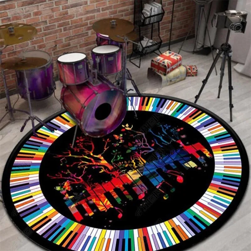 

modern colorful music piano carpet living room bedroom kids room rugs soft round children circle floor mat parlor hallway carpet