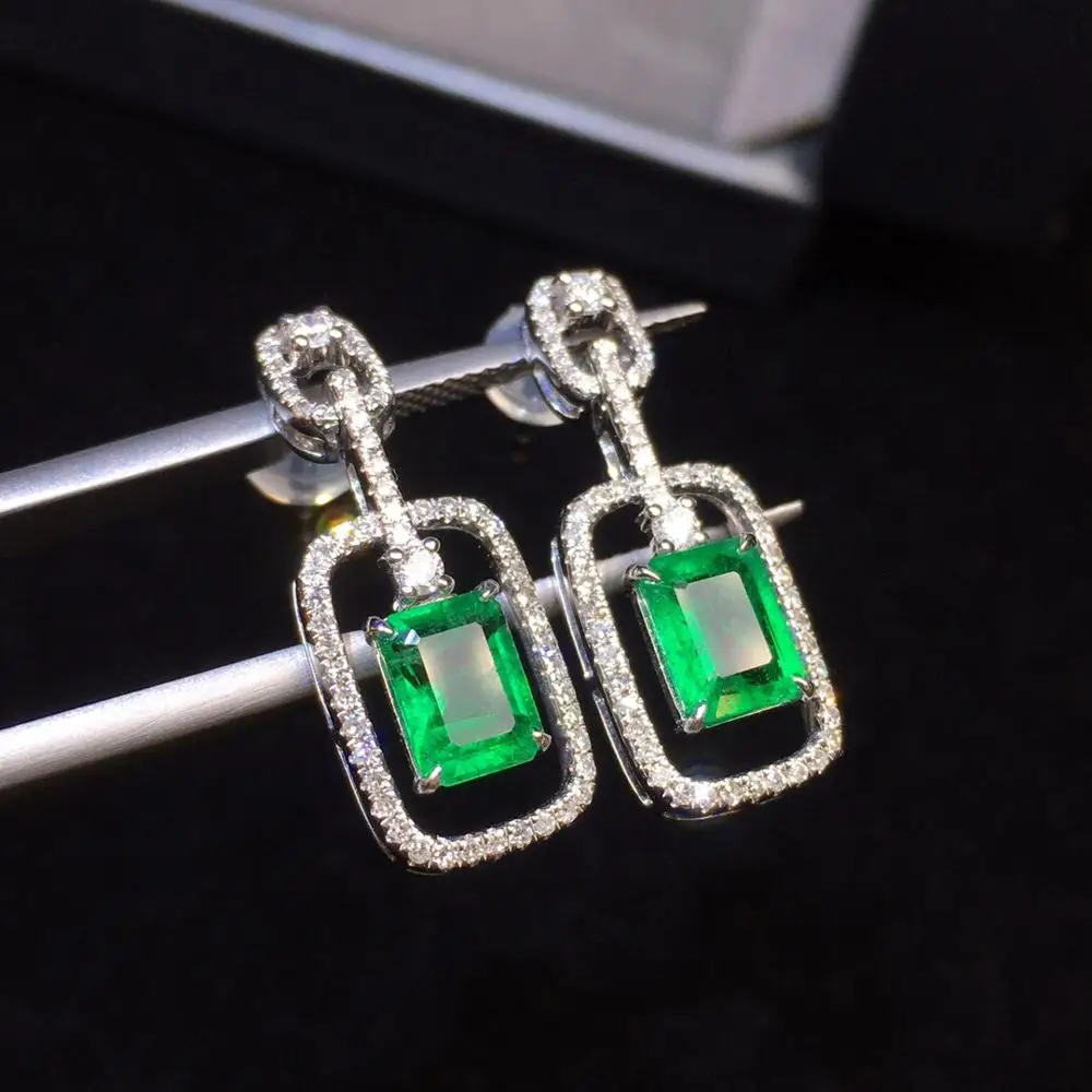 Серьги-подвески женские из золота 18 карат с изумрудом 1 96 карата | Украшения и