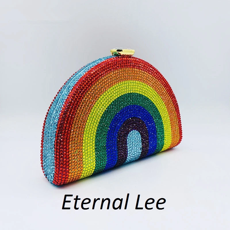 

ETERNAL LEE Fashion Handbags Women Rainbow Clutch Purse Evening Bags Diamond Party Cocktail Purse Handbags Wedding Luxury Bag