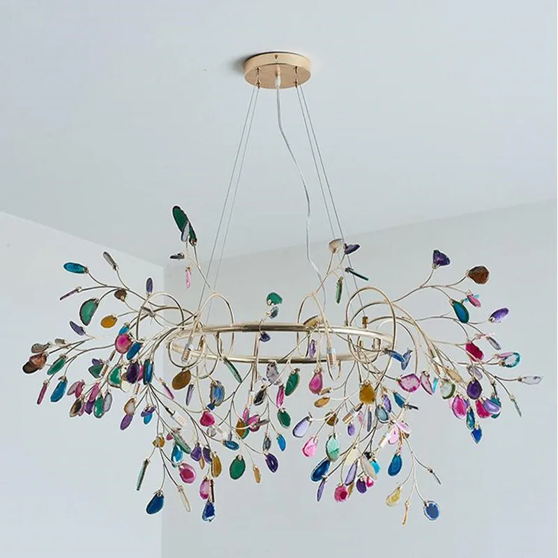 Светодиодные люстры с агатом в скандинавском стиле креативные романтические