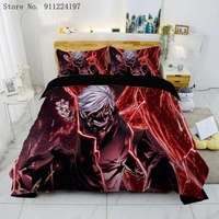 new japan tokyo ghoul bedding set kaneki ken anime bedding set black duvet cover set boy home textile 3d quilt bed linens