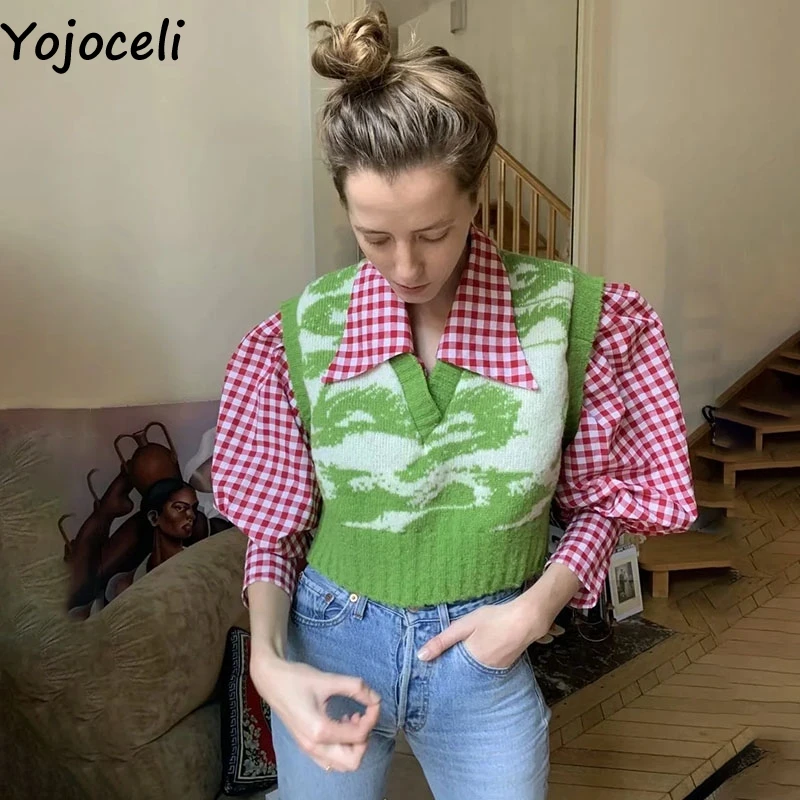 

Yojoceli Elegant v neck knitted women sweater vest Autumn soft basic fashion knitting vest Cool female sleeveless knitted vest