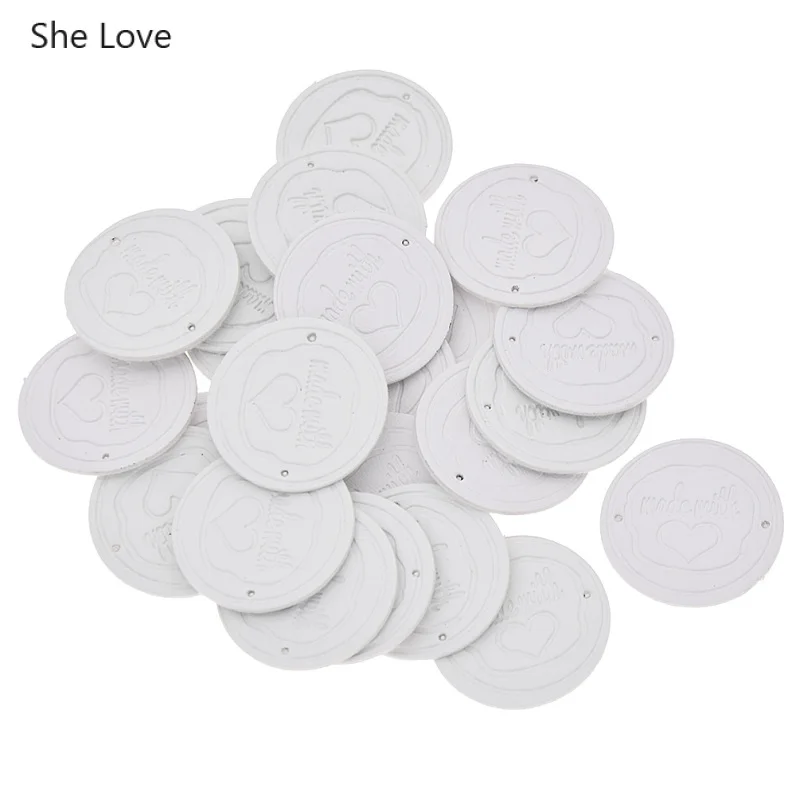 24 шт. круглые этикетки из искусственной кожи для джинсов и сумок|Этикетки одежды|