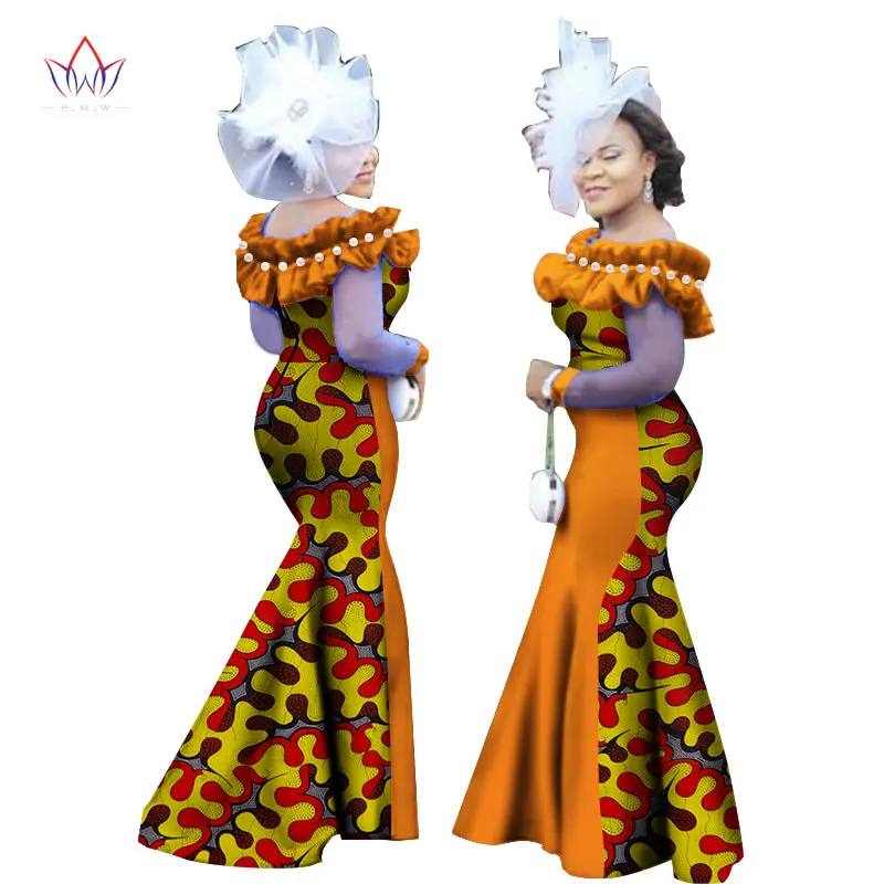 Custom 2021 African Dresses for Women Party Wedding Dinner Evening Maxi Dress Dashiki Print Ankara Sexy Wear Plus Size WY2451