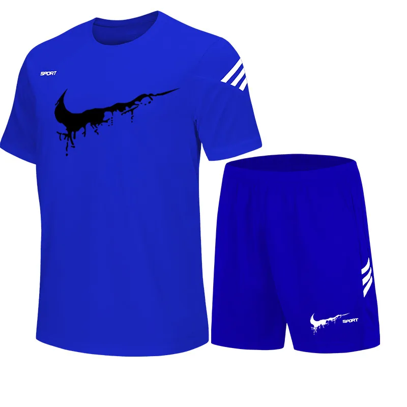 Мужской комплект спортивной одежды с надписью футболка коротким рукавом и шорты