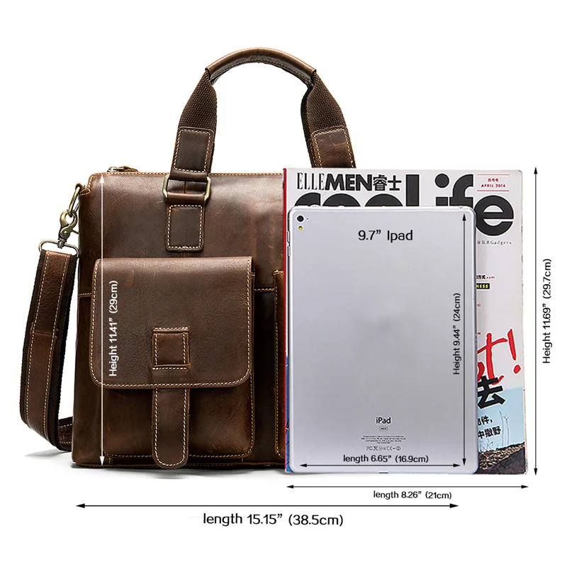 Мужской портфель из натуральной кожи винтажная Повседневная сумка мужской s