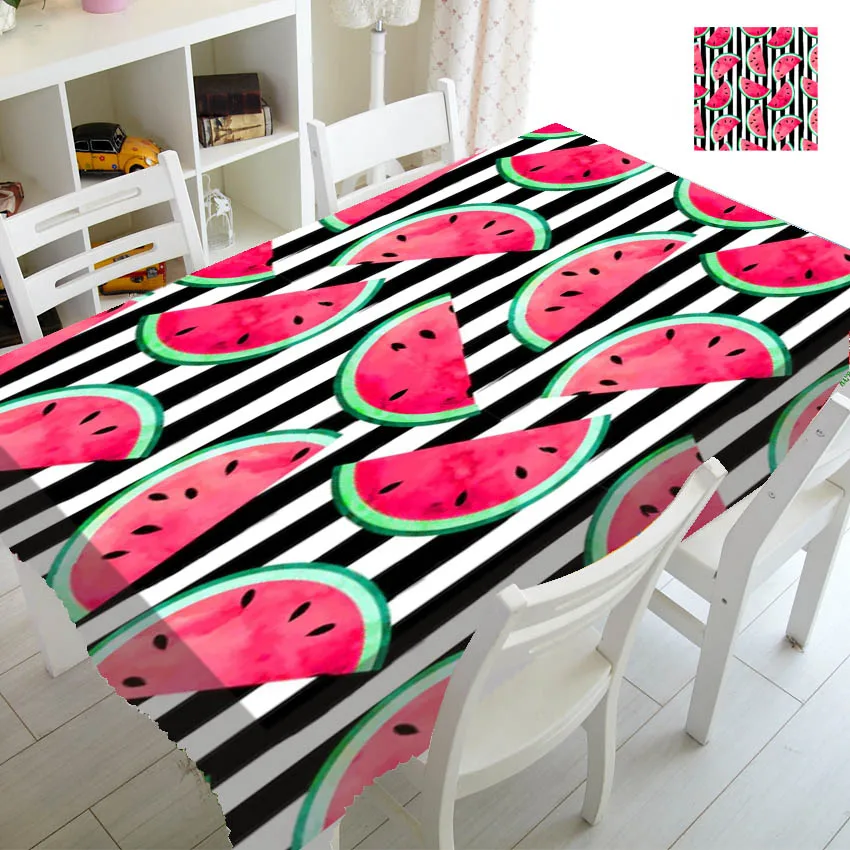 Современная черно-белая полосатая скатерть для арбуза аксессуары вечерние Декор