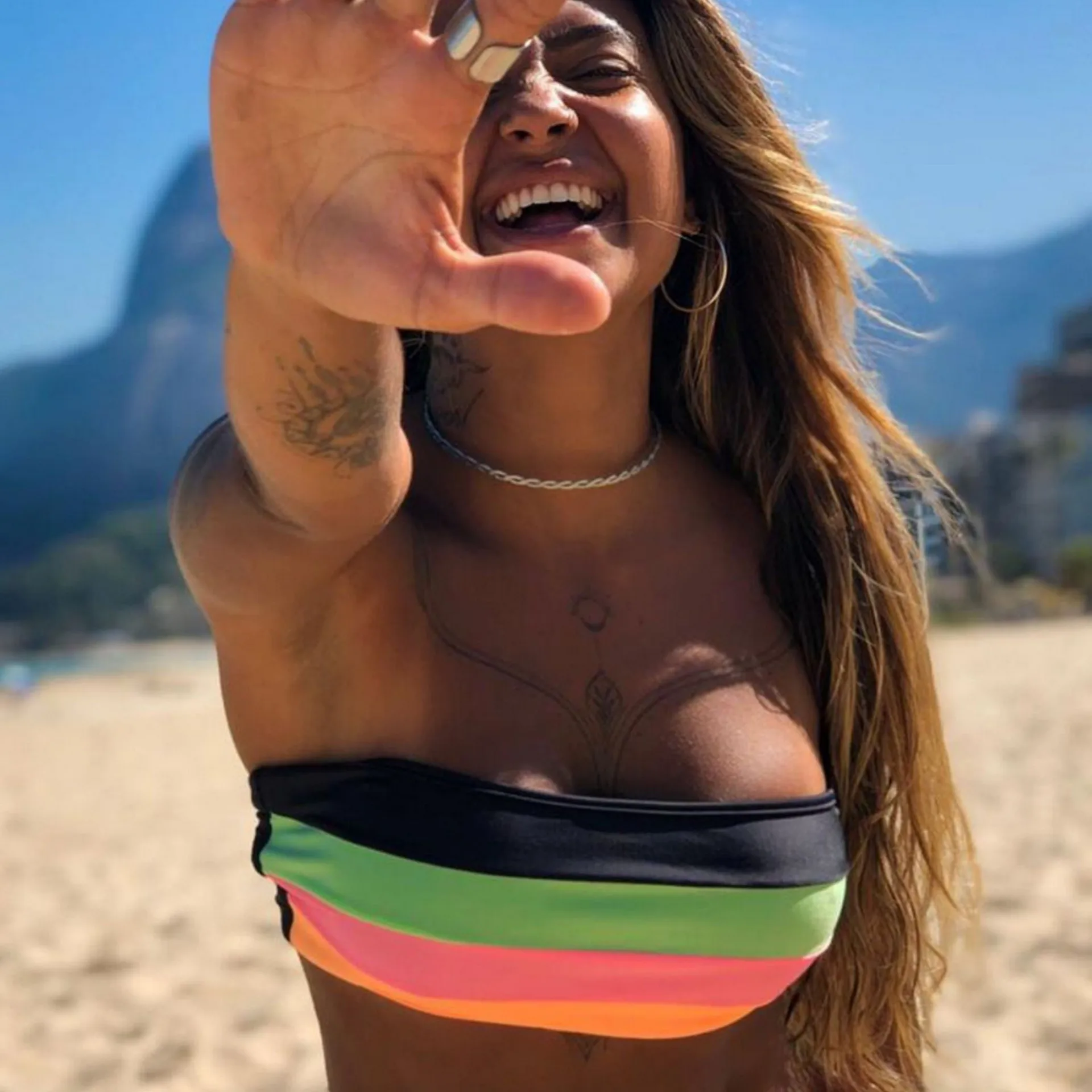 

2021 Patchwork Striped Swimsuit Women Summer Swimwear Bikinis Sexy Biquinis Set Push Up Bathing Suit Ladies Halter Beachwear