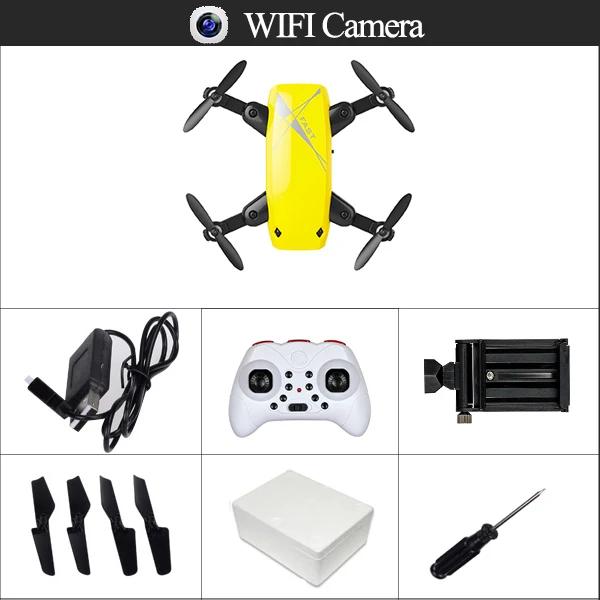 yellow wifi cam foam S9 S9HW мини селфи Карманный Дрон Квадрокоптер с HD камерой живое видео Безголовый режим с RC игрушки для детей в качестве рождественского подарка - Цвет: yellow wifi cam foam
