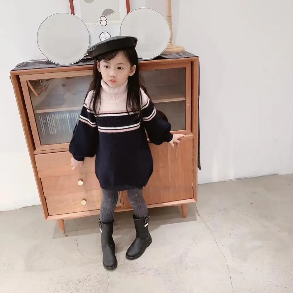 90 150 см высококачественные свитеры с высоким воротником для девочек зимние