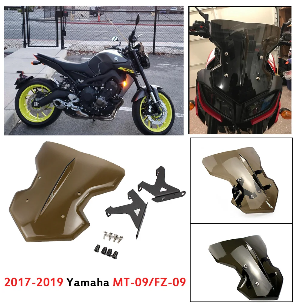 Передняя мотоциклетное ветровое стекло для экрана с кронштейном Yamaha MT09 FZ09 MT 09 FZ