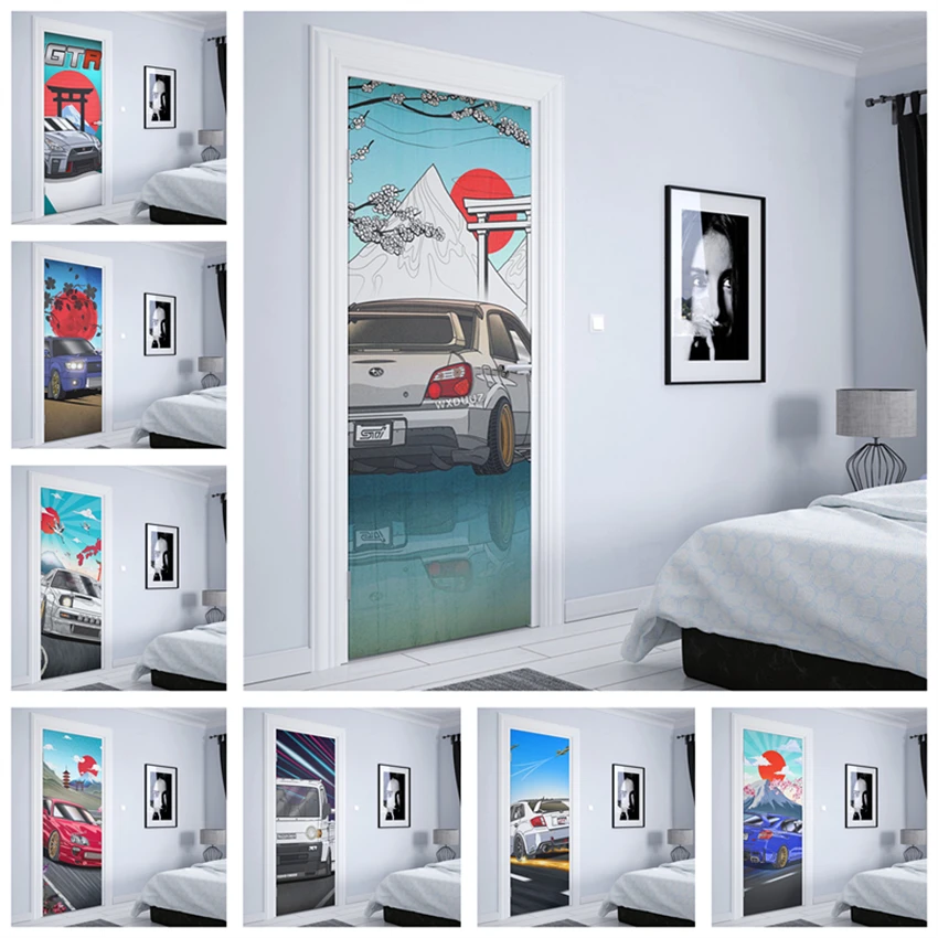 

Уличный автомобиль в японском стиле, украшение с красным светом для гостиной, настенное украшение для детской комнаты, двери