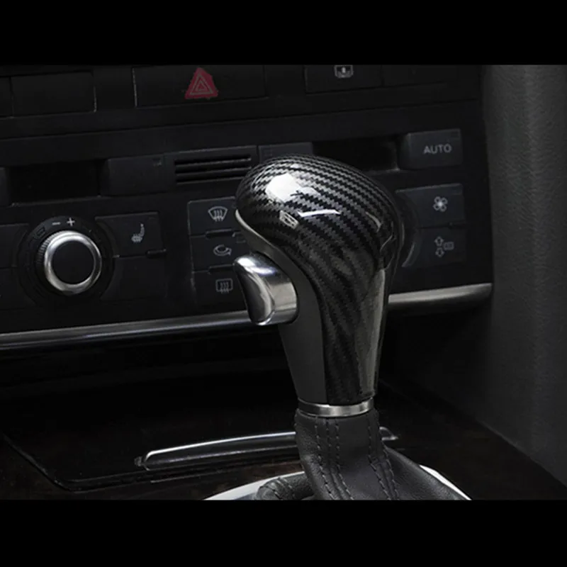 

Carbon Fiber Styling Gear Shift Knob Head Cover Sticker For Audi A6 C6 A4 B7 A5 Q5 Q7 LHD Automatic Gearshift Trim