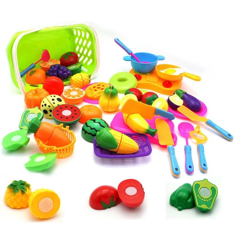 

Cutting Pretend Play Set Educational Cooking Simulation Miniature Food Model Fruits and Vegetables Kids Kitchen Toy for Children