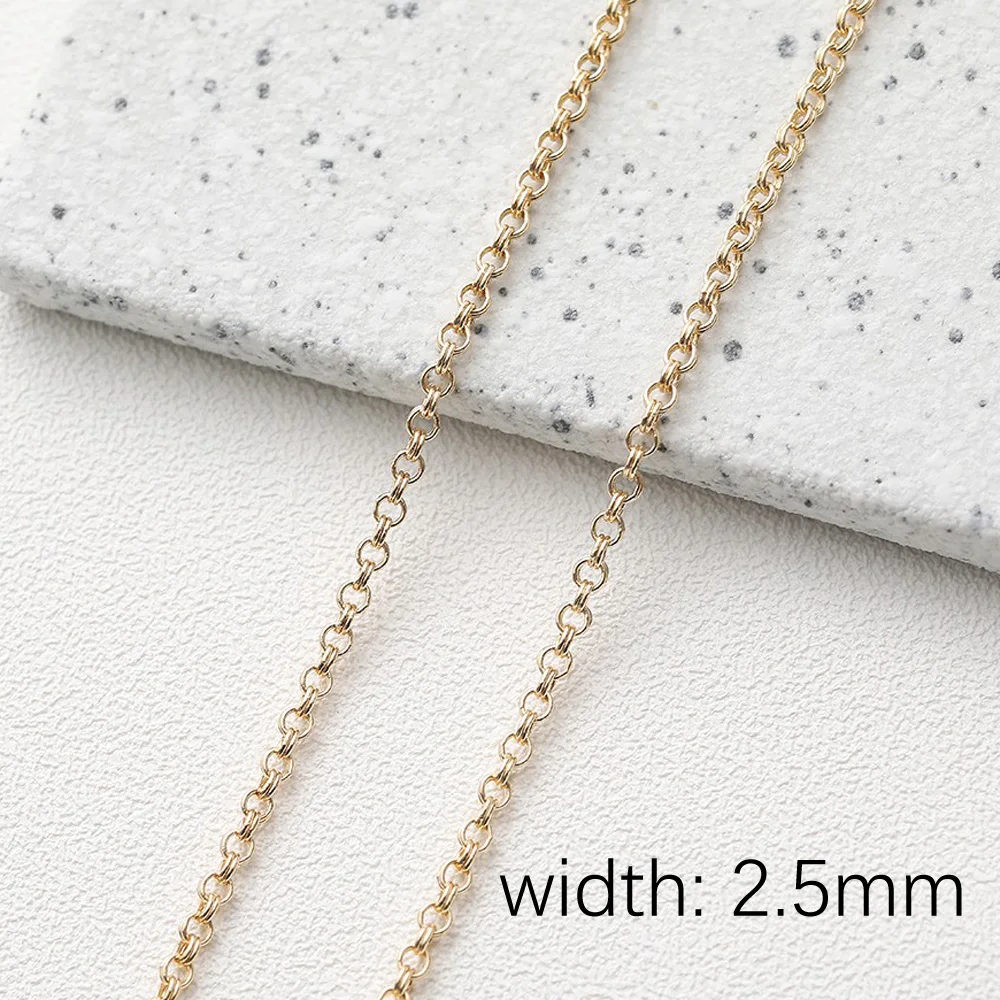 1 Meter 14k Gold Real Plated Chain Chains Bracelet for Jewelry Making Necklace DIY Hand Made Brass Accessories images - 6