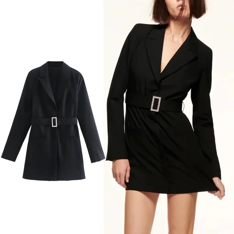 

Платье-мини ТРАПЕЦИЕВИДНОЕ с длинным рукавом и поясом