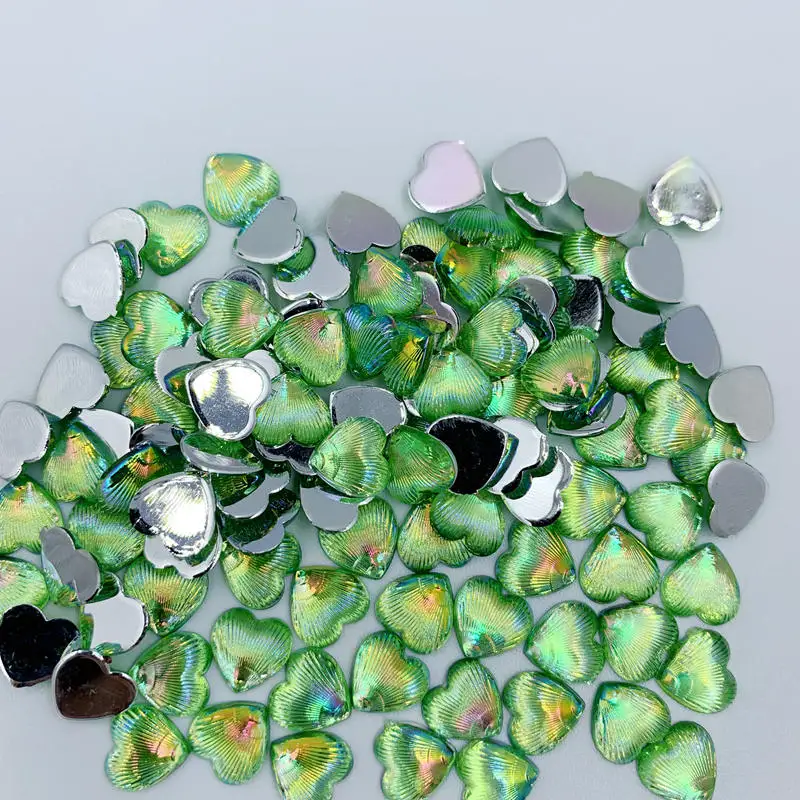 100 шт. 8 мм Стразы AB в форме сердца с плоской задней стороной акриловые и