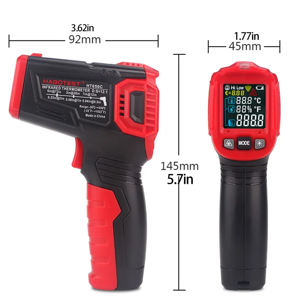 

-30-550 Industry Digitale Infrarood Thermometer Ir Non Contact Laser Temperature Professional Industrial Temperature Gun Test