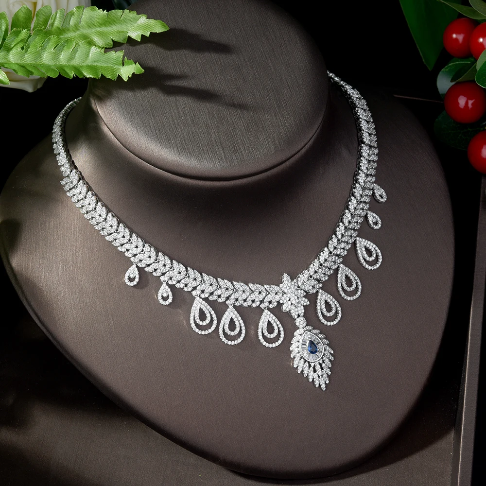Сверкающие серьги и ожерелье HIBRIDE из Кубического циркония AAA ювелирные наборы