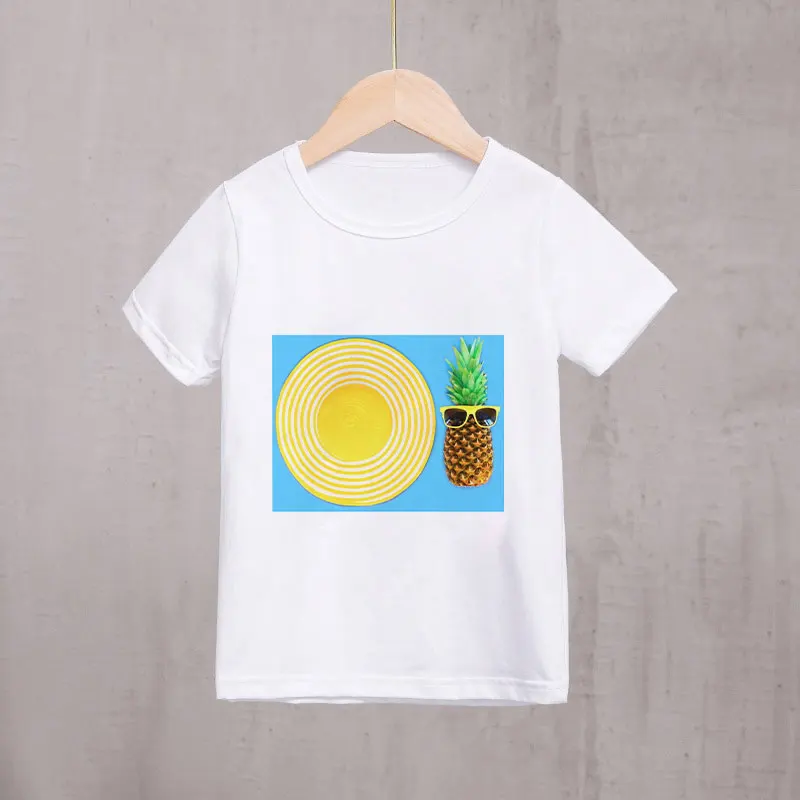 Детская футболка с забавными фруктами и принтом ананасов круглым вырезом